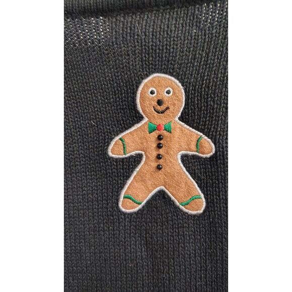 VTG Bechamel Petites PL Black Ramie Blend Ugly Christmas Vest - Picture 4 of 7